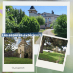 patchwork de photos représentant les espaces de travail extérieurs du siège d'Etcée Terra dans le Tarn-et-Garonne